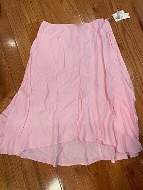 INC Linen Light Pink A-Line Midi Skirt